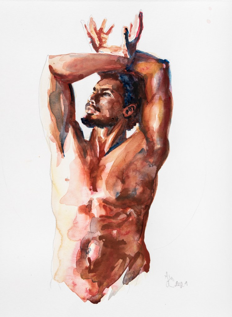 tableau aquarelle homme danse