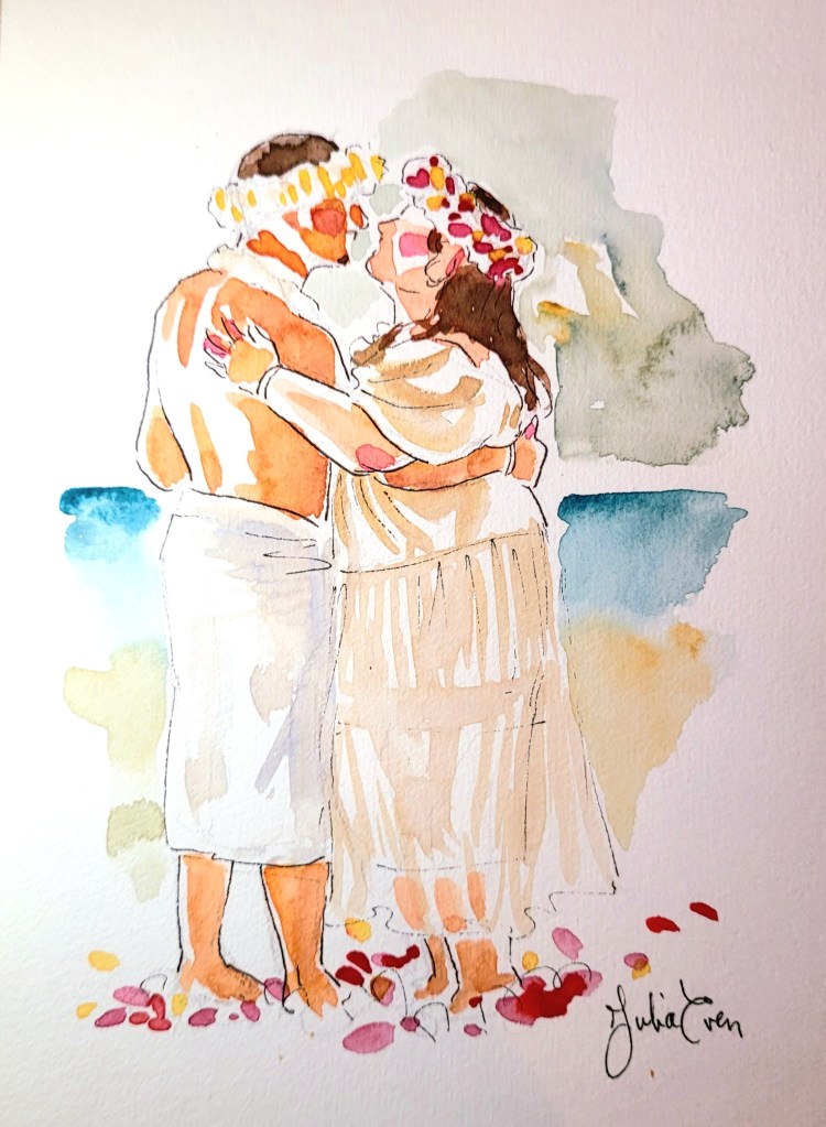 portrait minimaliste par julia even aquarelliste à toulouse