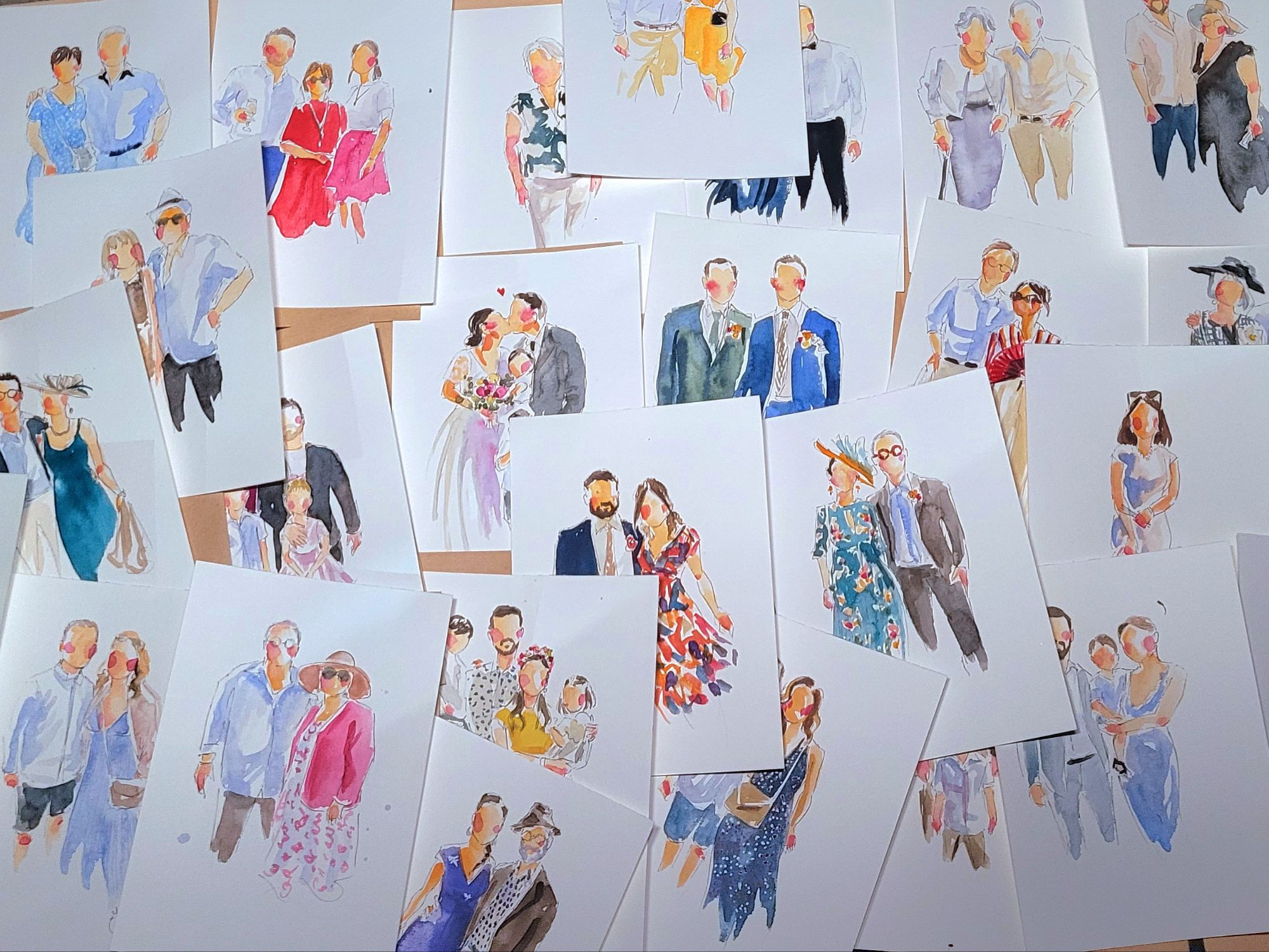 Watercolor portraits for luxury weddings