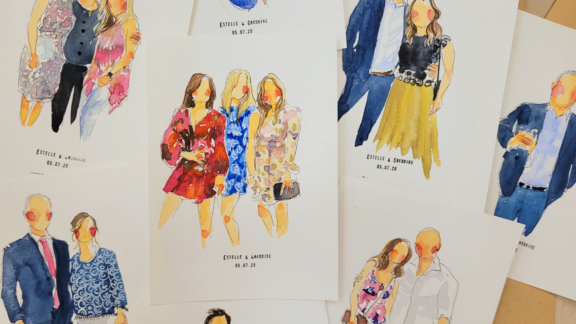 Portraits for the guests painted live by an artist