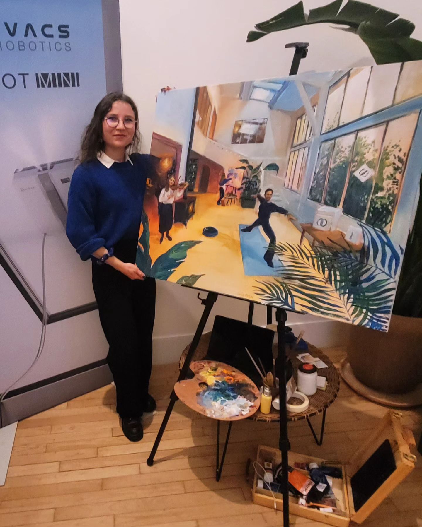 Peinture réalisée en direct pour Ecovacs france par Julia Even à Montmartre