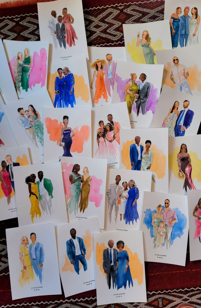 portraits minute à l'aquarelle par Julia Even