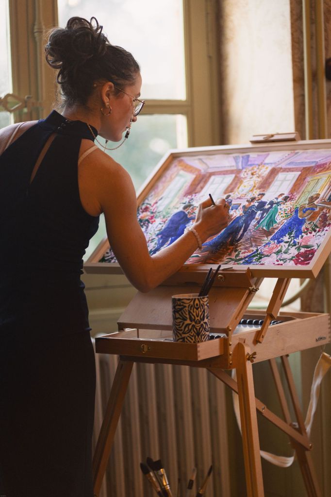 Peinture au château de Puydaniel à l'occasion d'un bal d'été